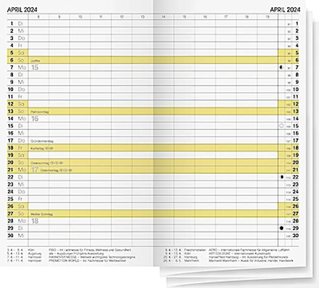 BRUNNEN Kalender 2024 Faltkalender-Einlage Leporello 9x15cm 10-74600004